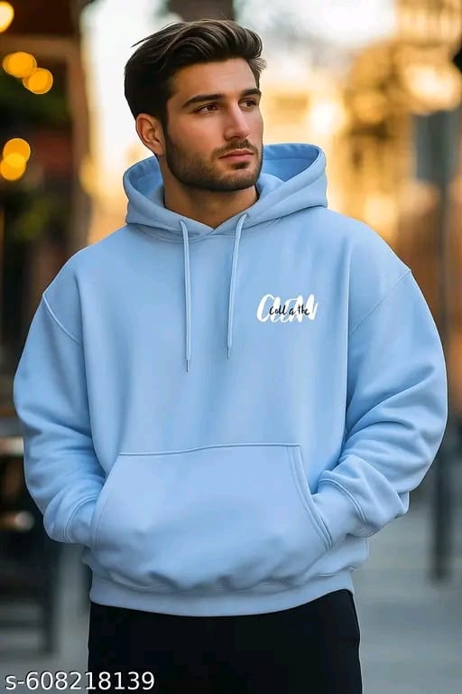 “Call of the Ocean” Graphic Printed Sky Blue Hoodie for Men
