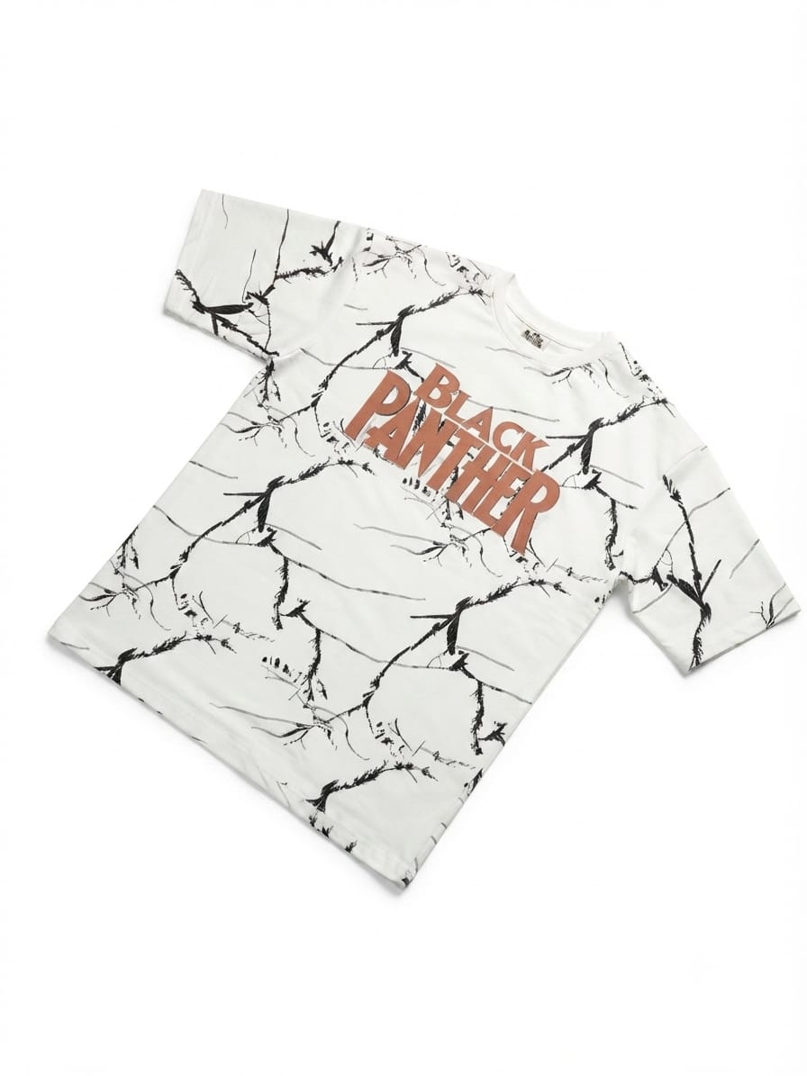 Black Panther Graphic Printed Oversized T-Shirt – White