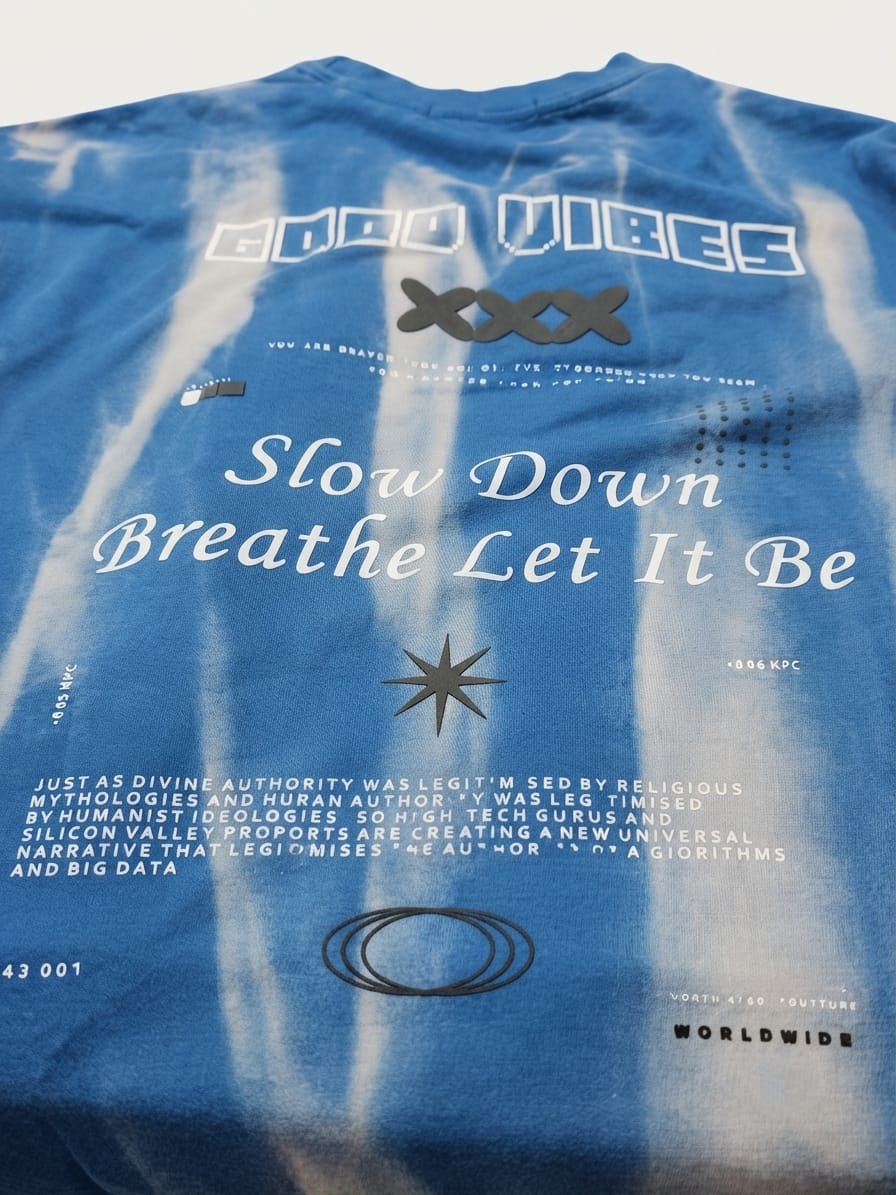 Blue Cloud Wash Graphic T-Shirt