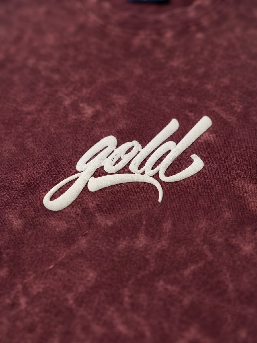 Maroon Acid Wash Oversized T-Shirt – Gold Crane Print