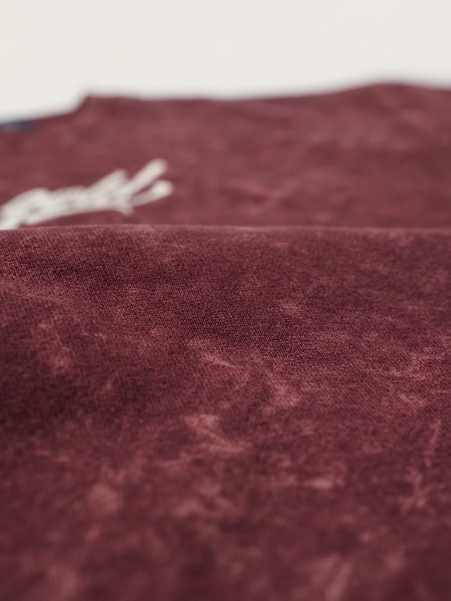 Maroon Acid Wash Oversized T-Shirt – Gold Crane Print