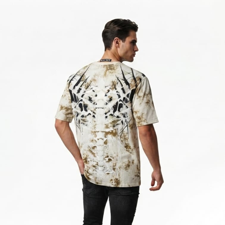 Vintage Grunge Crane Graphic Acid-Wash Oversized T-Shirt