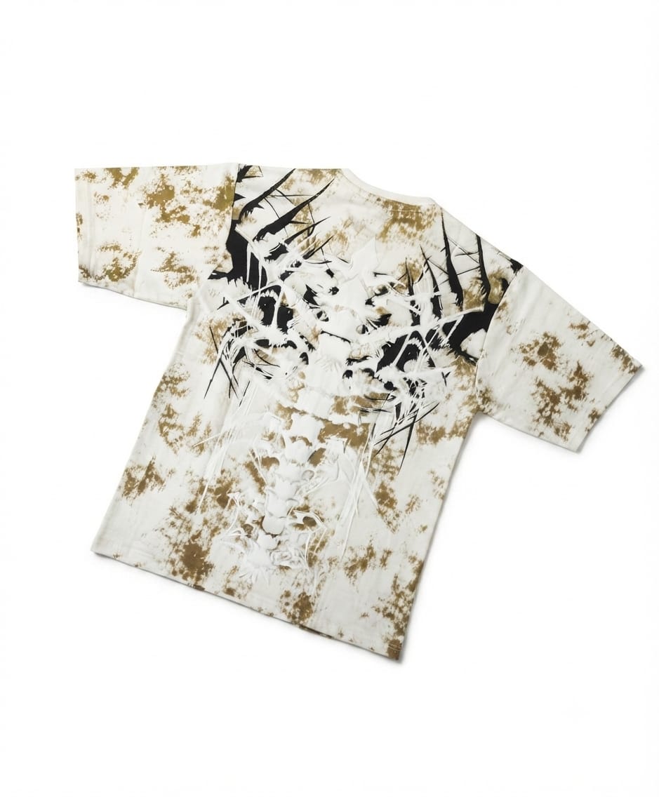 Vintage Grunge Crane Graphic Acid-Wash Oversized T-Shirt