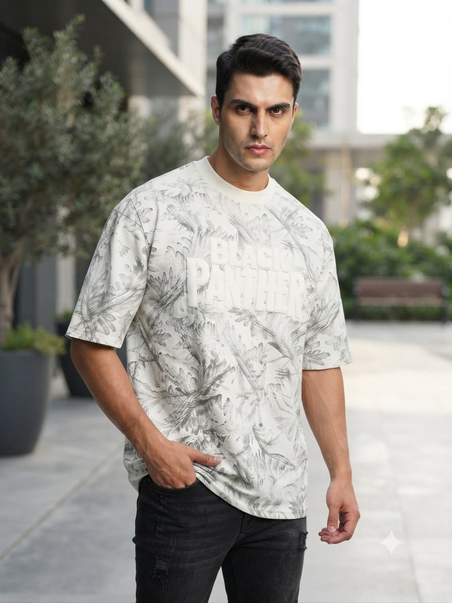 Botanical Sketch “BACK POWER” Oversized T-Shirt