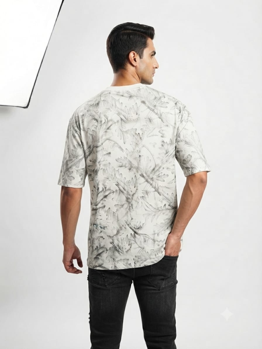 Botanical Sketch “BACK POWER” Oversized T-Shirt