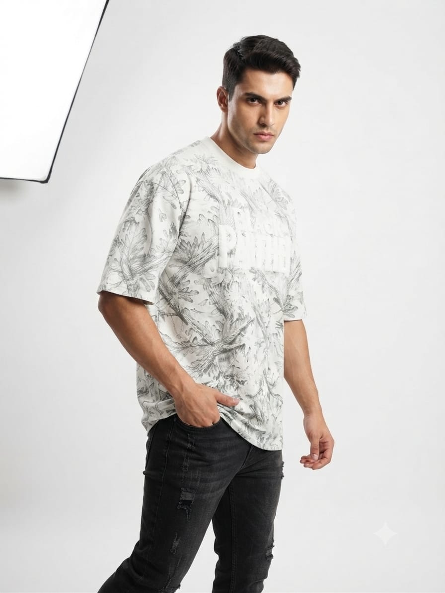 Botanical Sketch “BACK POWER” Oversized T-Shirt