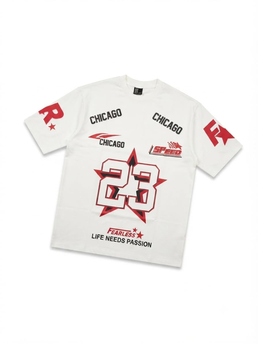 Chicago 23 Speed Graphic Oversized T-Shirt – White