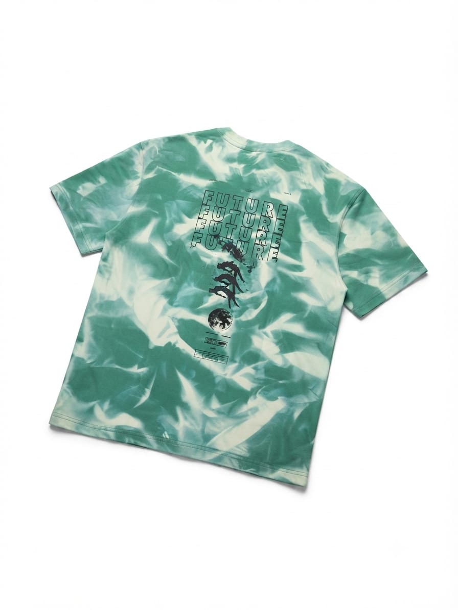 Mint Green Tie-Dye Oversized Graphic T-Shirt