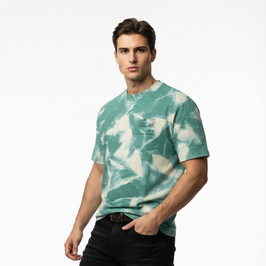 Mint Green Tie-Dye Oversized Graphic T-Shirt