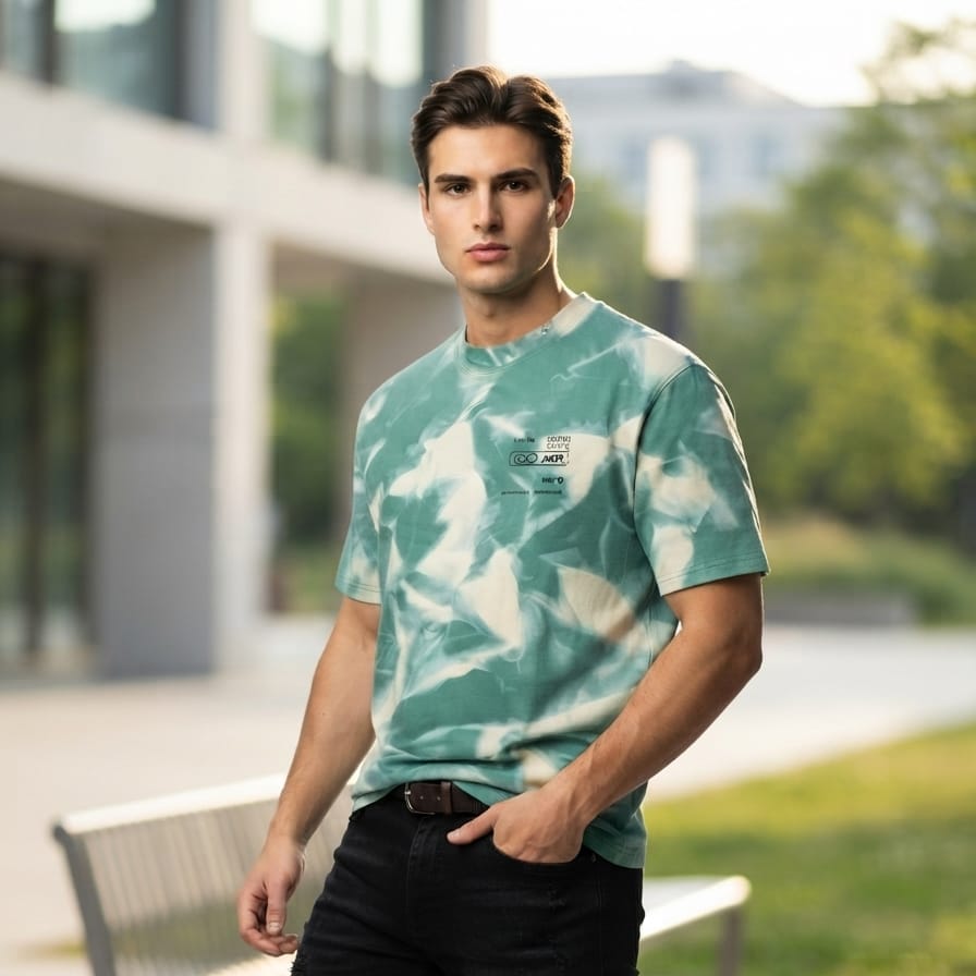 Mint Green Tie-Dye Oversized Graphic T-Shirt