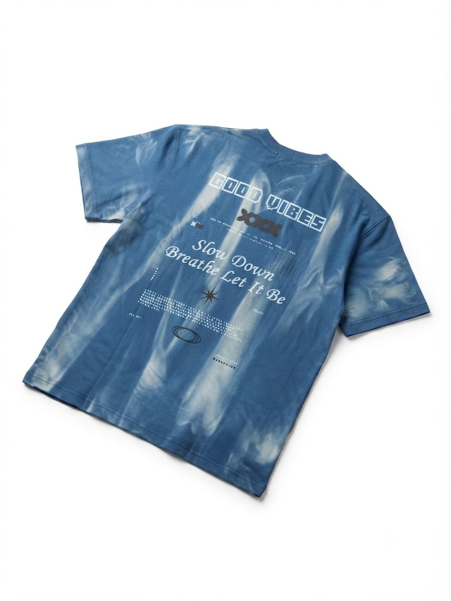 Blue Cloud Wash Graphic T-Shirt