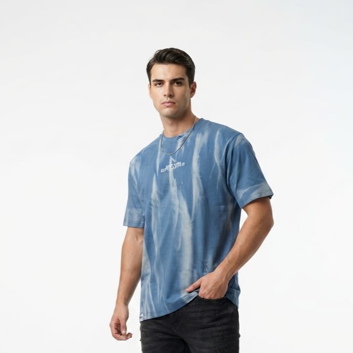 Blue Cloud Wash Graphic T-Shirt